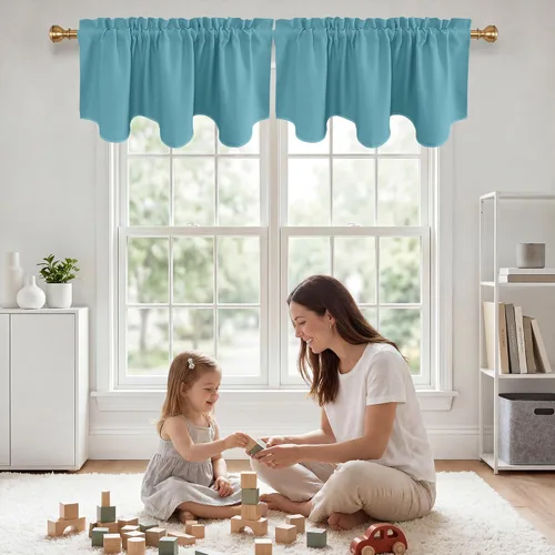 Vista 40 de NICETOWN Cenefa opaca para dormitorio festoneada con bolsillo para barra de 52 x 18 pulgadas, cortina de ventana para habitación de niñas/guardería