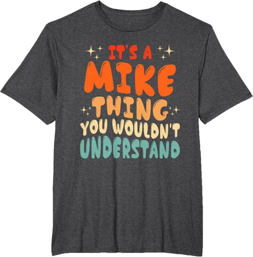 Vista 21 de Camiseta retro de los años 80 con texto en inglés "It's A Mike Thing You Wouldn't Understand", Negro