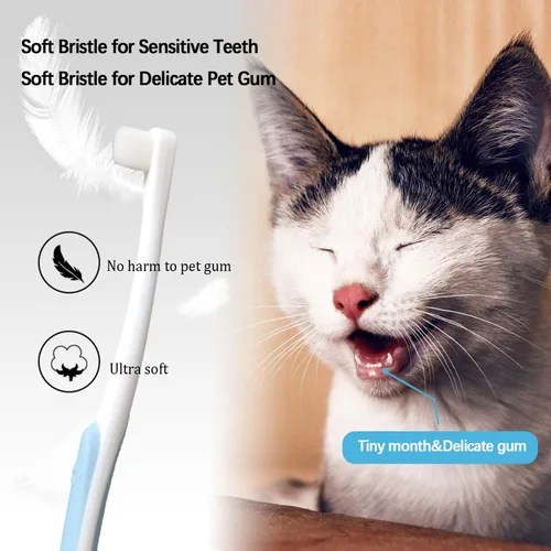 Vista 5 de JGocot Cepillo de dientes para perros pequeños, cabezal de microcepillo, nano cerda, cepillo de dientes suave para encías y dientes sensibles, kit