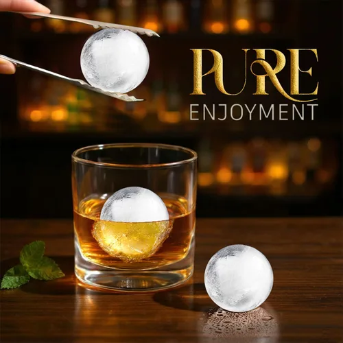Vista 7 de Paquete de 3 bandejas para cubitos de hielo para congelador, máquina de hielo redonda grande para whisky, molde de hielo de 8 bolas con cubo