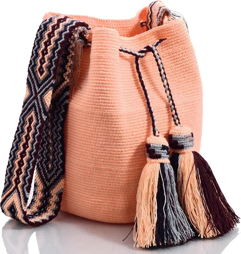 Vista 2 de Wayuu Classic Boho Collection - Bolso de mano tejido de ganchillo para playa