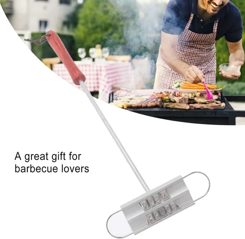 Vista 4 de CHICIRIS Hierro de marca de carne para barbacoa, hierro de marca personalizado de acero inoxidable con letras intercambiables para hamburguesa