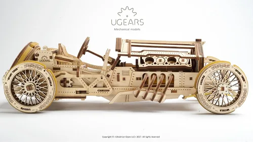 Vista 3 de UGears Modelos Mecanicos Rompecabezas de madera 3-D - Mecánica U-9 Grand Prix Car Idea