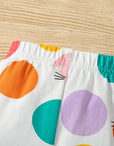 Vista 5 de Fullfamous Conjunto de mameluco y pantalón de manga larga con volantes de 3 piezas para bebé niña