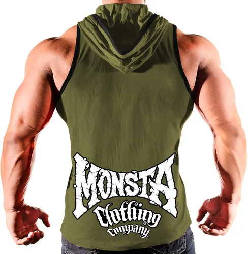 Vista 2 de Monsta Clothing Co. Camiseta sin mangas con capucha para hombre (Havoc Rough Barbell)