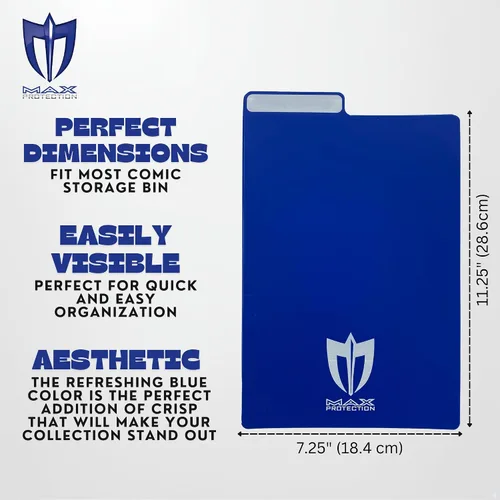 Vista 4 de Max Protection Separadores de cómics con pestañas, calidad de archivo de plástico de 30 puntos para almacenamiento de cómics, pestañas de índice
