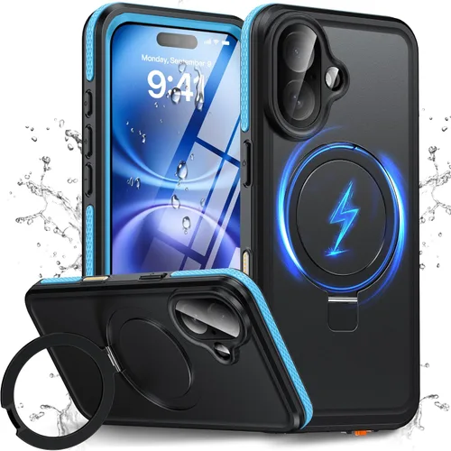 Vista 11 de Oterkin Funda magnética impermeable para iPhone Air con [protector de pantalla integrado] [soporte invisible] [compatible con MagSafe]
