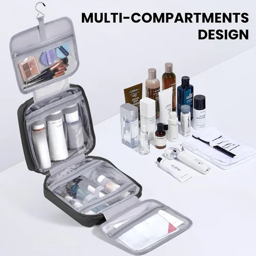 Vista 3 de JOMOLA Neceser colgante para hombres y mujeres, bolsa de maquillaje de viaje resistente al agua, bolsa organizadora de artículos de tocador de viaje