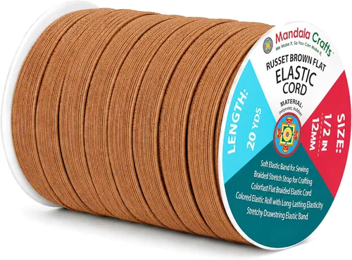 Vista 40 de Mandala Crafts 20 yardas 1/2 pulgada 0.472 in bandas elásticas beige