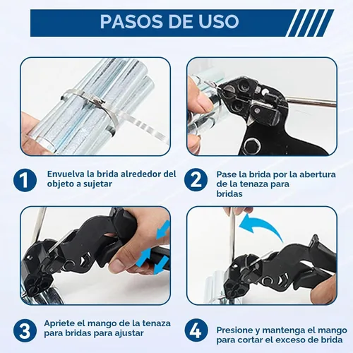 Vista 5 de Pistola de amarre de cables de acero inoxidable con 100 piezas de herramientas de bridas de metal de 11.8 pulgadas, herramienta especial