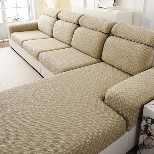 Vista 10 de Fundas de cojín para sofá seccional, fundas elásticas para sofá modular en forma de L, funda de cojín lavable, fundas de asiento suaves