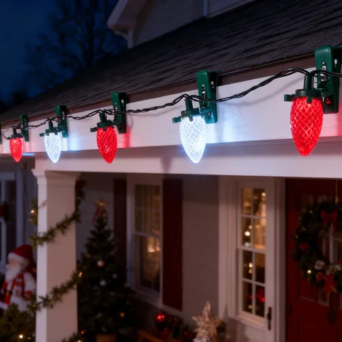 Vista 2 de Dazzle Bright C9 - Guirnalda de luces de Navidad, 100 luces LED de 66 pies, impermeables, conectables con 100 clips de resorte, decoración de Rojo