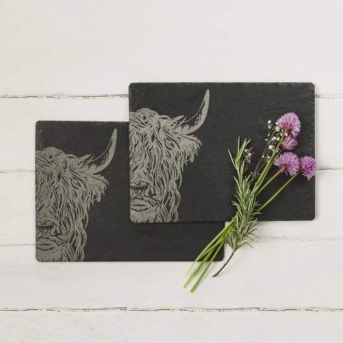 Vista 2 de Just Slate Highland Cow individual (X2), negro, 4.3 in x 4.3 in