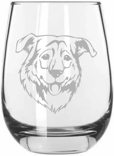 Vista 252 de Shar Pei (chino) - Vaso de vino sin tallo grabado para perro, 15.25 onzas
