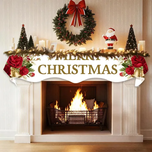 Vista 6 de BVBOX Bufanda Decorativa para Repisa de Chimenea Navideña, Cubierta Corredor para Repisa de Chimenea de Navidad e Invierno