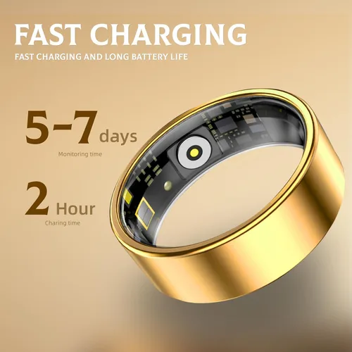 Vista 4 de Anillo inteligente para mujeres y hombres, rastreador de fitness y salud con monitor de frecuencia cardíaca, oxígeno en sangre, rastreador de sueño
