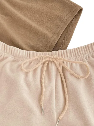 Vista 5 de MakeMeChic Paquete de 3 pantalones cortos de pista con nudo en la cintura elástica para mujer