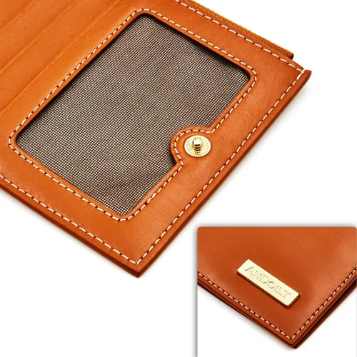 Vista 5 de ANDOILT - Cartera de cuero genuino para mujer con bloqueo RFID para tarjeta de crédito con cremallera