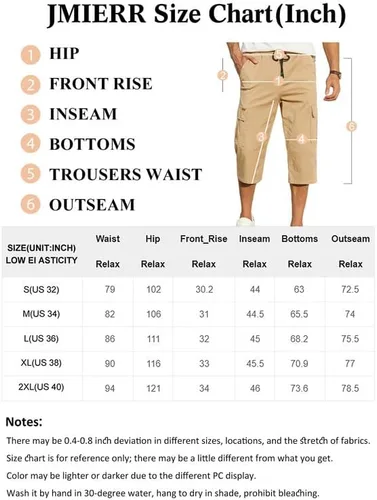 Vista 6 de JMIERR Pantalones cortos de sarga para hombre con cordón de algodón clásico elástico con 6 bolsillos