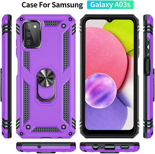 Vista 4 de Yiakeng Samsung A03S - Funda para Samsung Galaxy A03S con protector de pantalla HD, funda protectora de grado militar con anillo para Samsung Galaxy