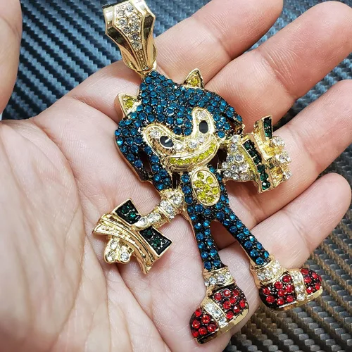 Vista 5 de BLINGFACTORY - Colgante de estilo hip hop con diamante de laboratorio y gargantilla cubana de 18.0 in