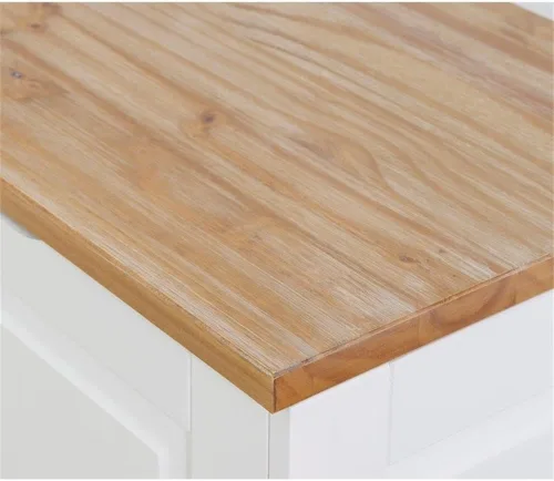 Vista 4 de Linon Troyin - Rincón de almacenamiento de madera natural y blanca con cojines verdes