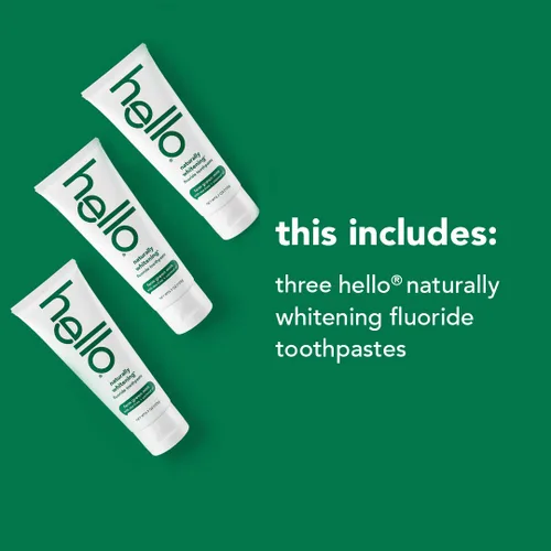 Vista 4 de Hello Pasta de dientes con flúor blanqueadora natural (paquete de 3) y pasta de dientes épicas con carbón activado sin flúor