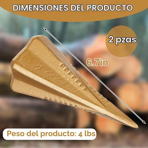 Vista 2 de Divisor manual de troncos de madera de 4 libras, 2 piezas, color dorado