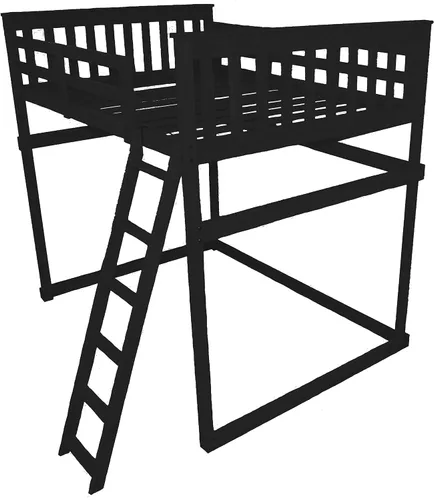 Vista 4 de Furniture Barn USA - Cama tipo loft de tamaño individual con escalera final, pintado de pino negro