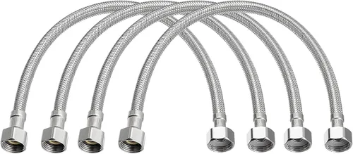 Vista 10 de uxcell Conector de línea de suministro de grifo de 32 pulgadas, rosca de compresión hembra G 3/8 x G 1/2 rosca recta hembra manguera de suministro