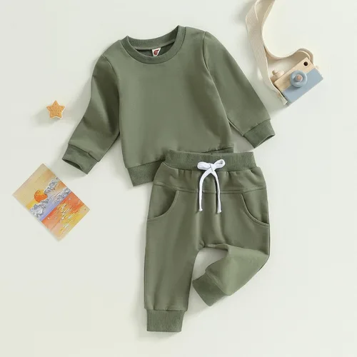 Vista 9 de Mubineo Conjunto de sudadera de manga larga para bebé niño y niña, para otoño e invierno