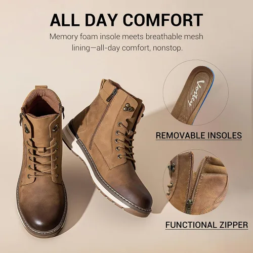 Vista 2 de Vostey - Botas para hombre tipo chukka, cómodas y casuales