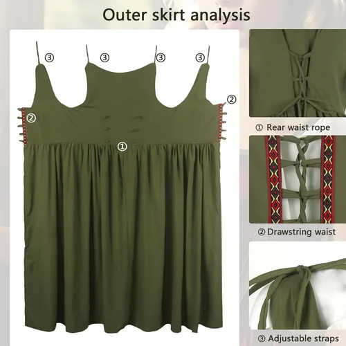 Vista 5 de HOMELEX Vestido renacentista para mujer, disfraz de elfo medieval, talla grande, disfraz de festival Ren Faire Midevil