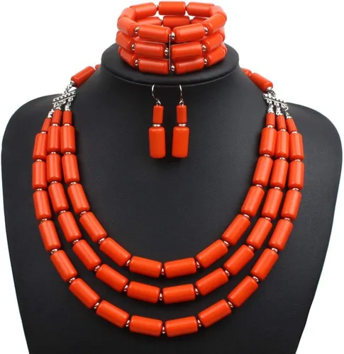 Vista 4 de Juego de collar de cuentas multicapa de estilo bohemio + aretes + pulsera para mujeres y niñas