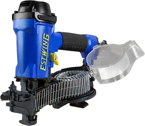 Vista 8 de Estwing ECN45 Clavadora neumática de 15 grados 1-3/4 "bobina para techos con 1/4" NPT accesorio giratorio industrial y bolsa