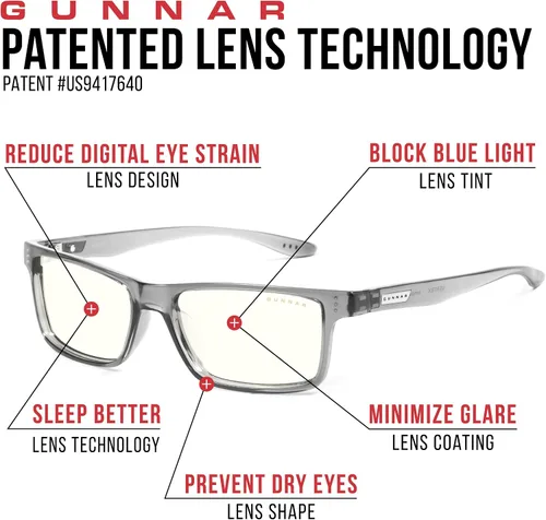 Vista 9 de GUNNAR - Gafas Premium para Niños (Edad 12+) - Bloques 65% Luz Azul - Cruz