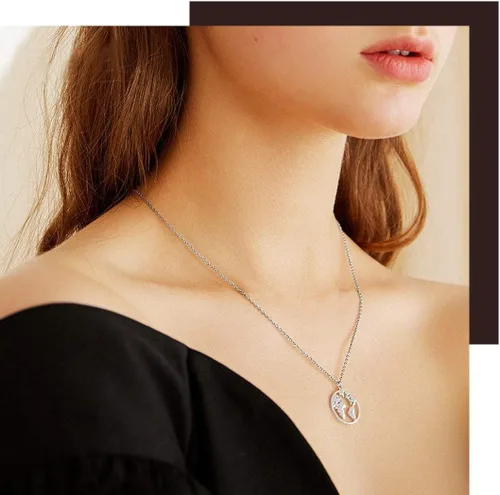 Vista 3 de ChicSilver Collar de moneda de plata de ley, collar con colgante de moneda para mujer (con caja de regalo)