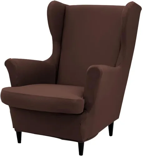 Vista 36 de Fundas para silla Wingback, 2 piezas, fundas elásticas para sillón de ala de color sólido con parte inferior elástica, protector de muebles