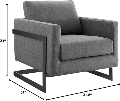 Vista 2 de Posse - Silla decorativa de tela tapizada en carbón negro Negro carbón