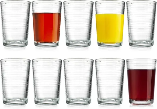 Vista 4 de Glaver's Vasos de jugo de 7 oz. Juego de 10 vasos de vidrio – Vasos de agua para bebidas para el hogar y bar, agua, cócteles, té helado. Apto