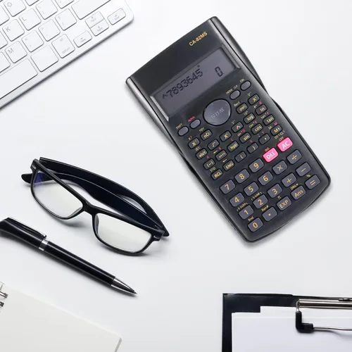 Vista 7 de Saillong Calculadora científica de ingeniería de 2 líneas, calculadora matemática de fracciones de función negra para negocios, oficina