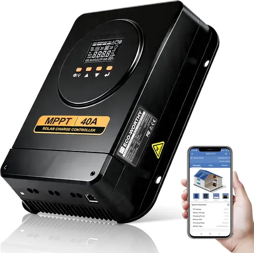 Vista 10 de Controlador de carga solar ECO-WORTHY MPPT 12V/24V 20A con Bluetooth