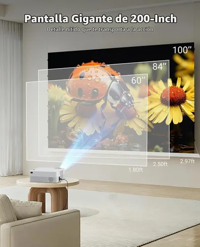 Vista 8 de Proyector inteligente con Wi-Fi y Bluetooth, proyector de video de soporte Blanco