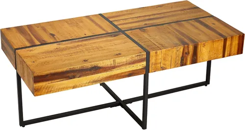 Vista 10 de Cortesi Home Landon - Mesa auxiliar de madera maciza con marco de metal negro