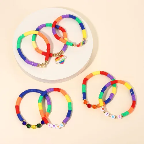 Vista 253 de Surfer Heishi - Pulseras apilables para mujer, apilables, de vinilo arcoíris, disco de arcilla, pulseras elásticas para la amistad, joyería bohemia