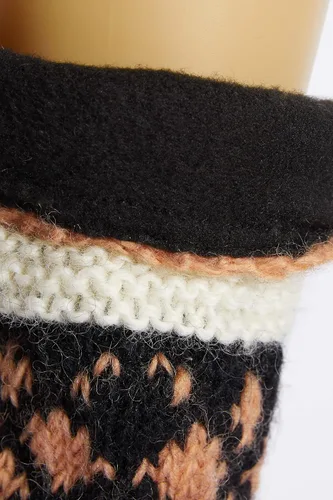 Vista 3 de Tibetan Socks Hand Knit Wool Fleece Lined Long Slipper Socks with Non Slip Soles