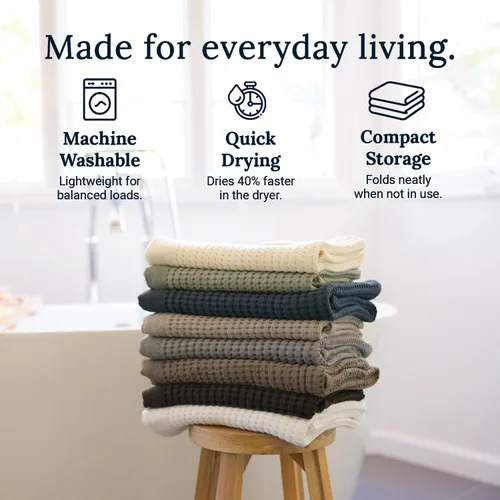 Vista 4 de GILDEN TREE Tapete de baño absorbente de algodón de secado rápido para ducha, bañera y bañera, lavable, delgado, estilo moderno (crema)