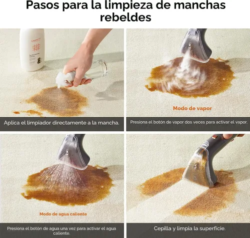 Vista 7 de Uwant Limpiador de alfombras portátil con vapor y agua caliente, 18 Kpa, máquina limpiadora de tapicería para mascotas con herramientas de limpieza