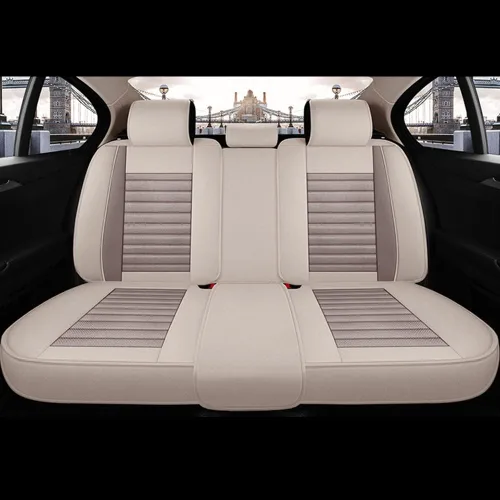 Vista 6 de Funda de asiento de automóvil compatible con Audi A1 Sportback 2010-2015, cobertura completa, transpirable e impermeable, cojín de asiento de Beige