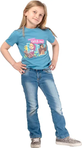 Vista 5 de Masha and the Bear You Never Catch Me T-Shirt, Masha Riding Tricyle Graphic, lavable a máquina